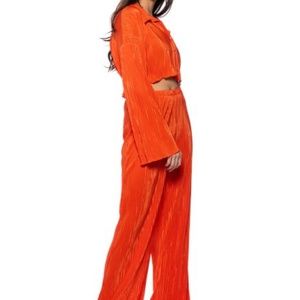 Orange Two Piece Cropped Pant Set